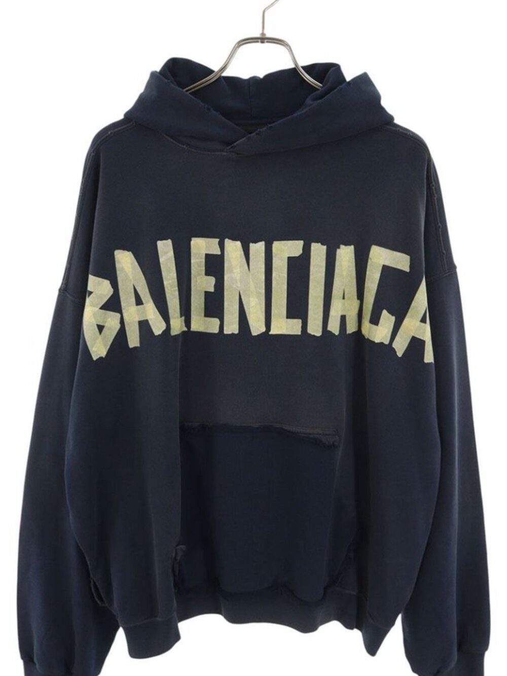 Balenciaga Tape Type Logo Distressed Pullover Hoodie